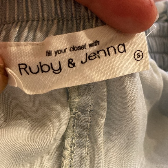 Ruby and Jenna Tencel Light Green/blue Trousers - Picture 5 of 6